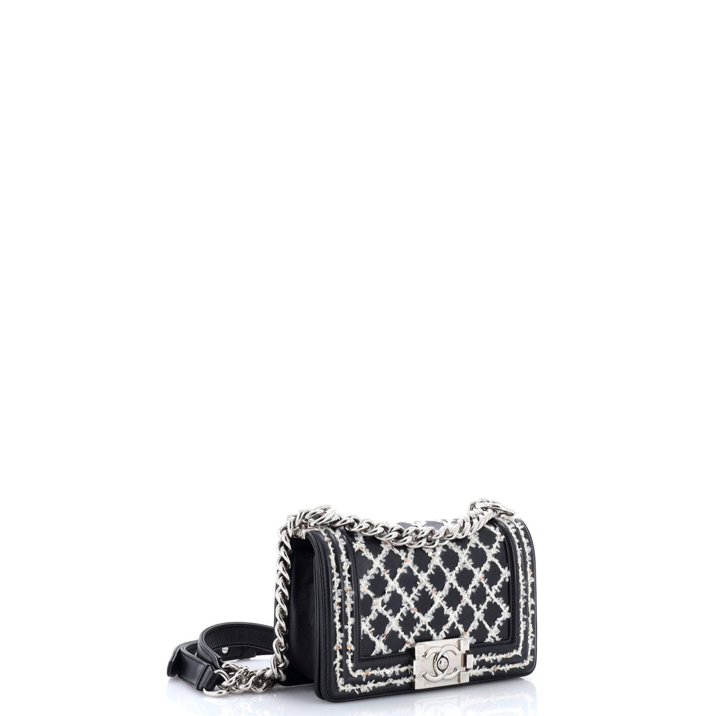 Boy Flap Bag Lambskin with Quilted Tweed and Sequins Small