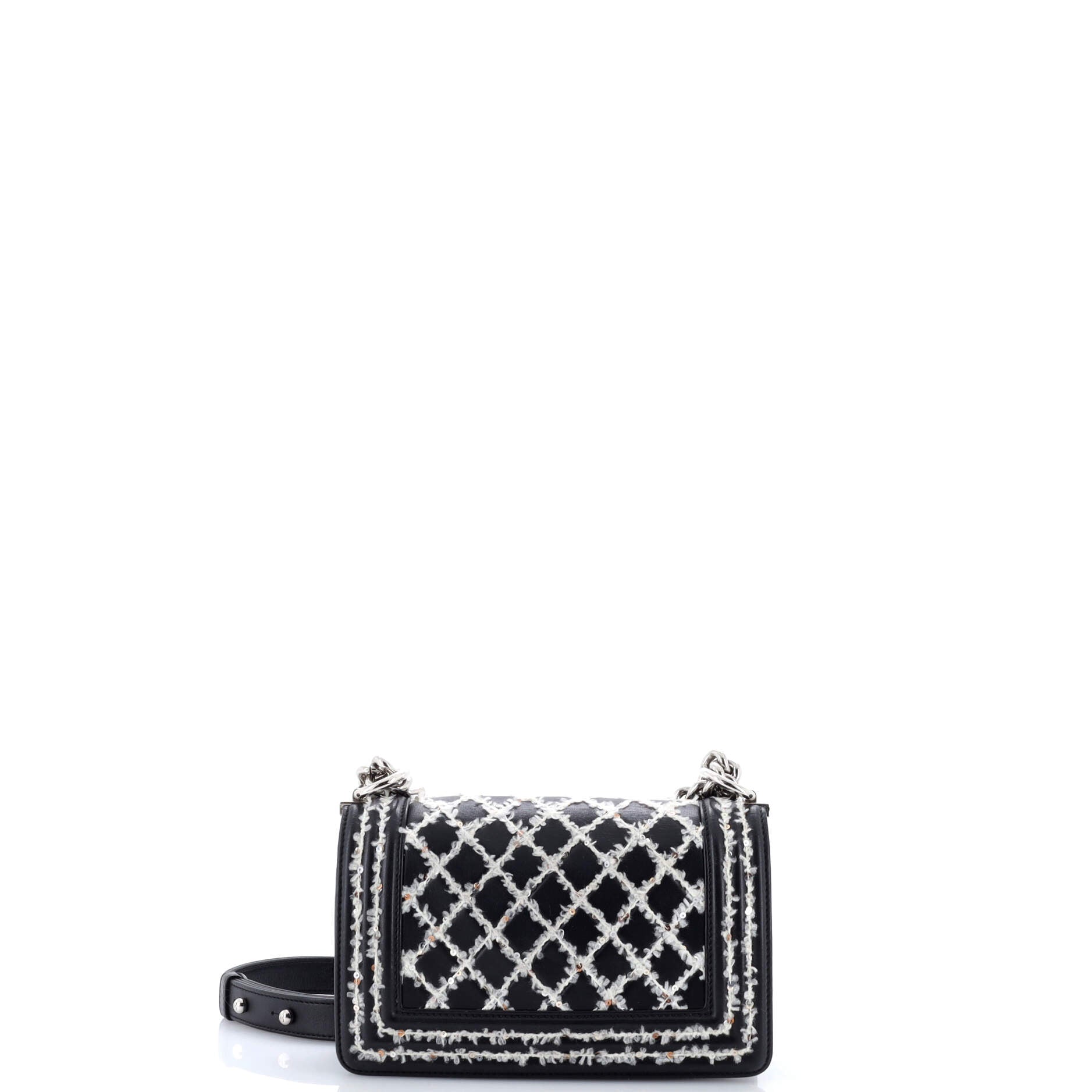 Boy Flap Bag Lambskin with Quilted Tweed and Sequins Small