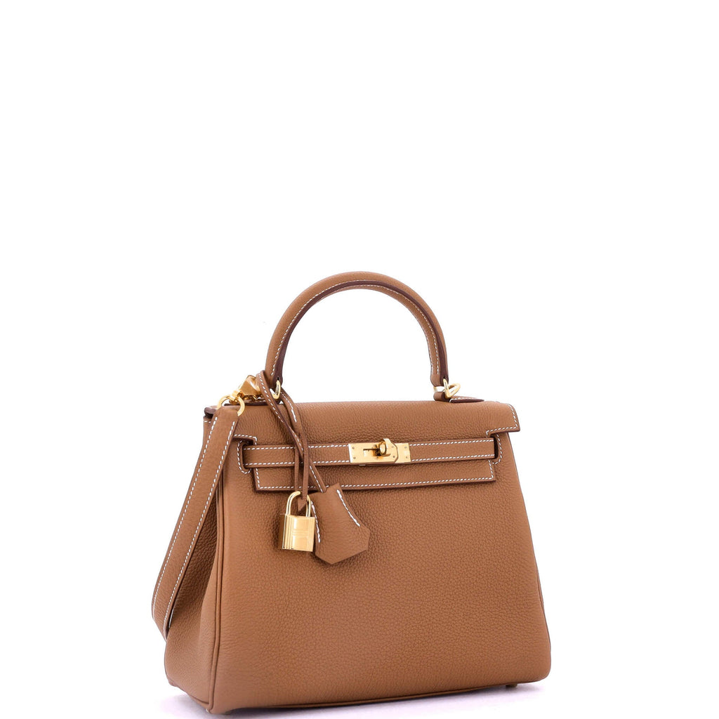 Kelly Handbag Gold Togo with Gold Hardware 25