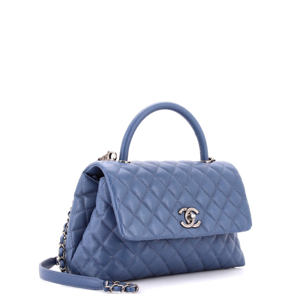Coco Top Handle Bag Quilted Caviar Small