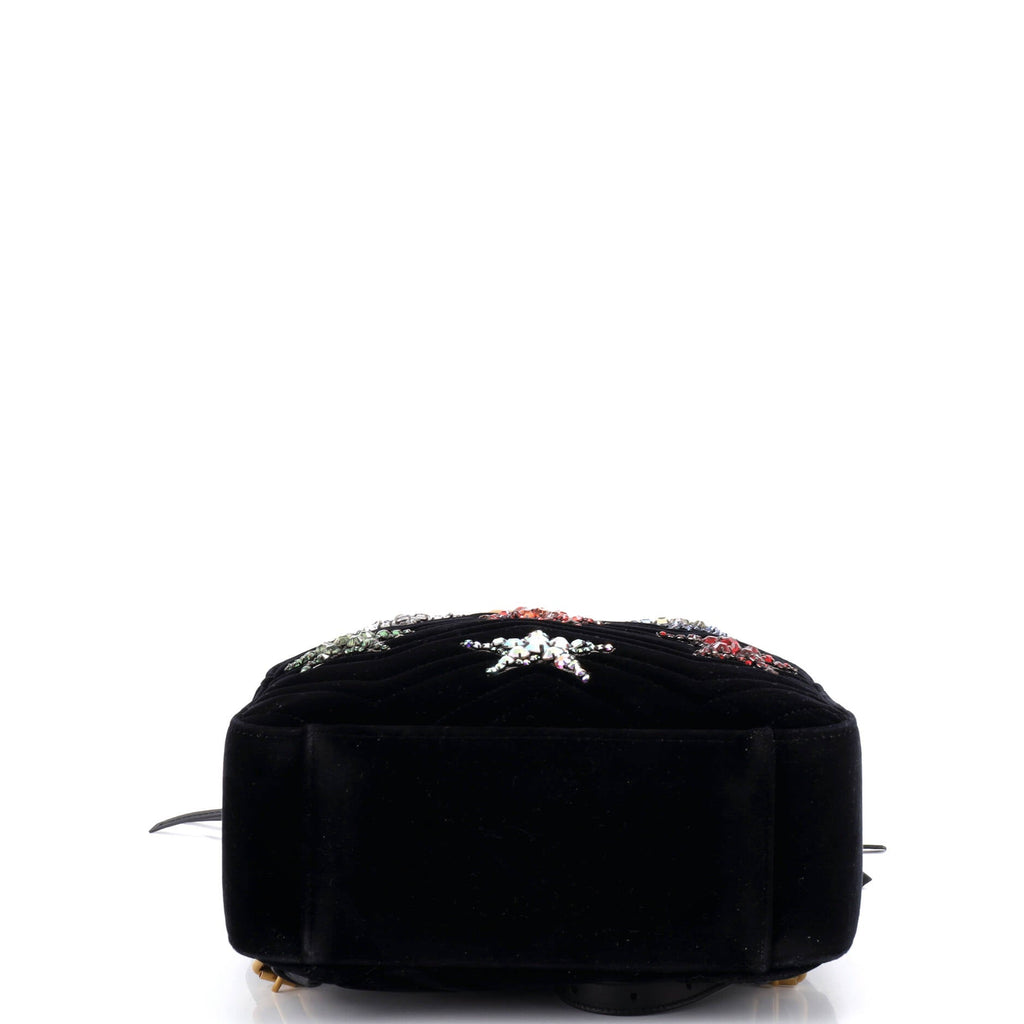 GG Marmont Backpack Embellished Matelasse Velvet Small