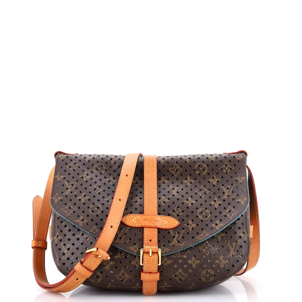 Flore Saumur Handbag Perforated Monogram Canvas