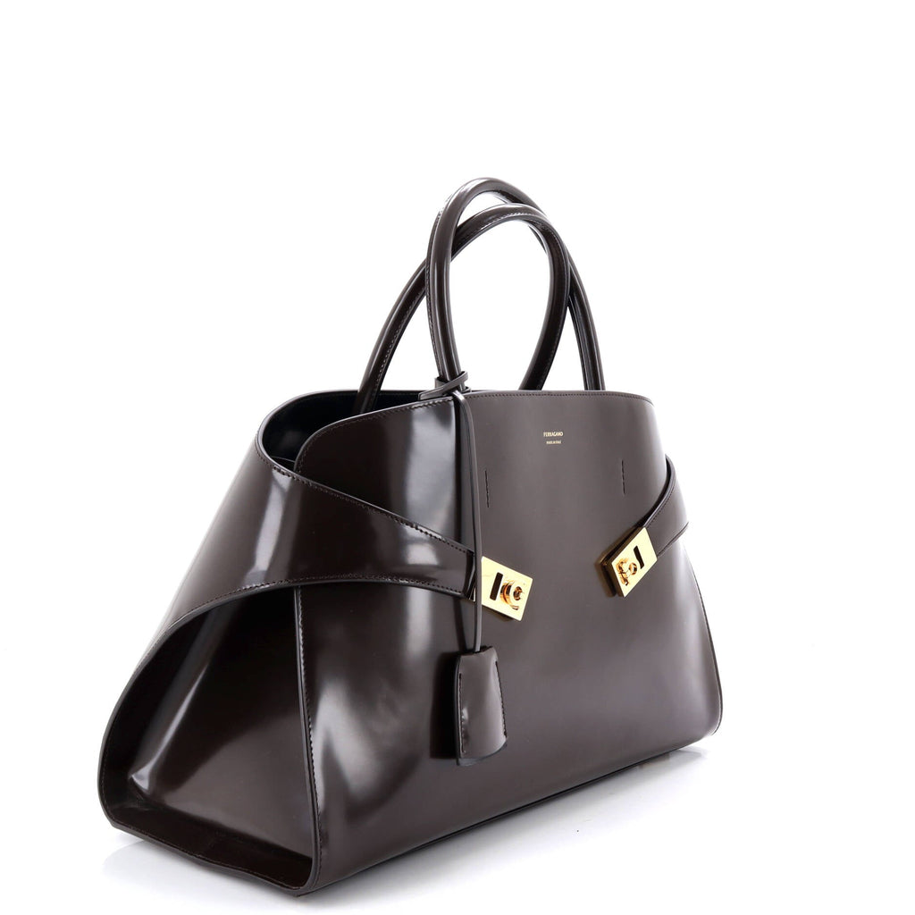 Hug Top Handle Bag Leather Large