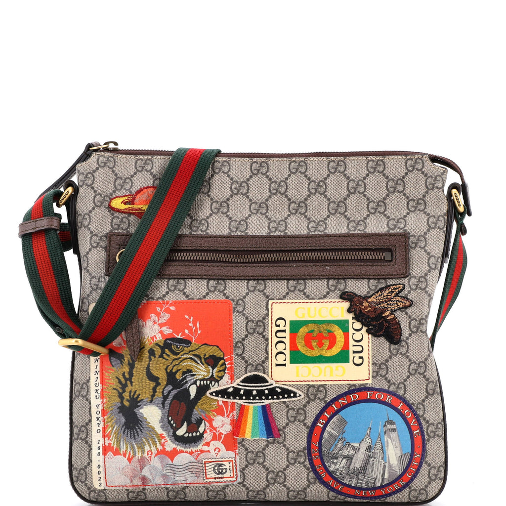 Courrier Zip Messenger GG Coated Canvas with Applique Medium