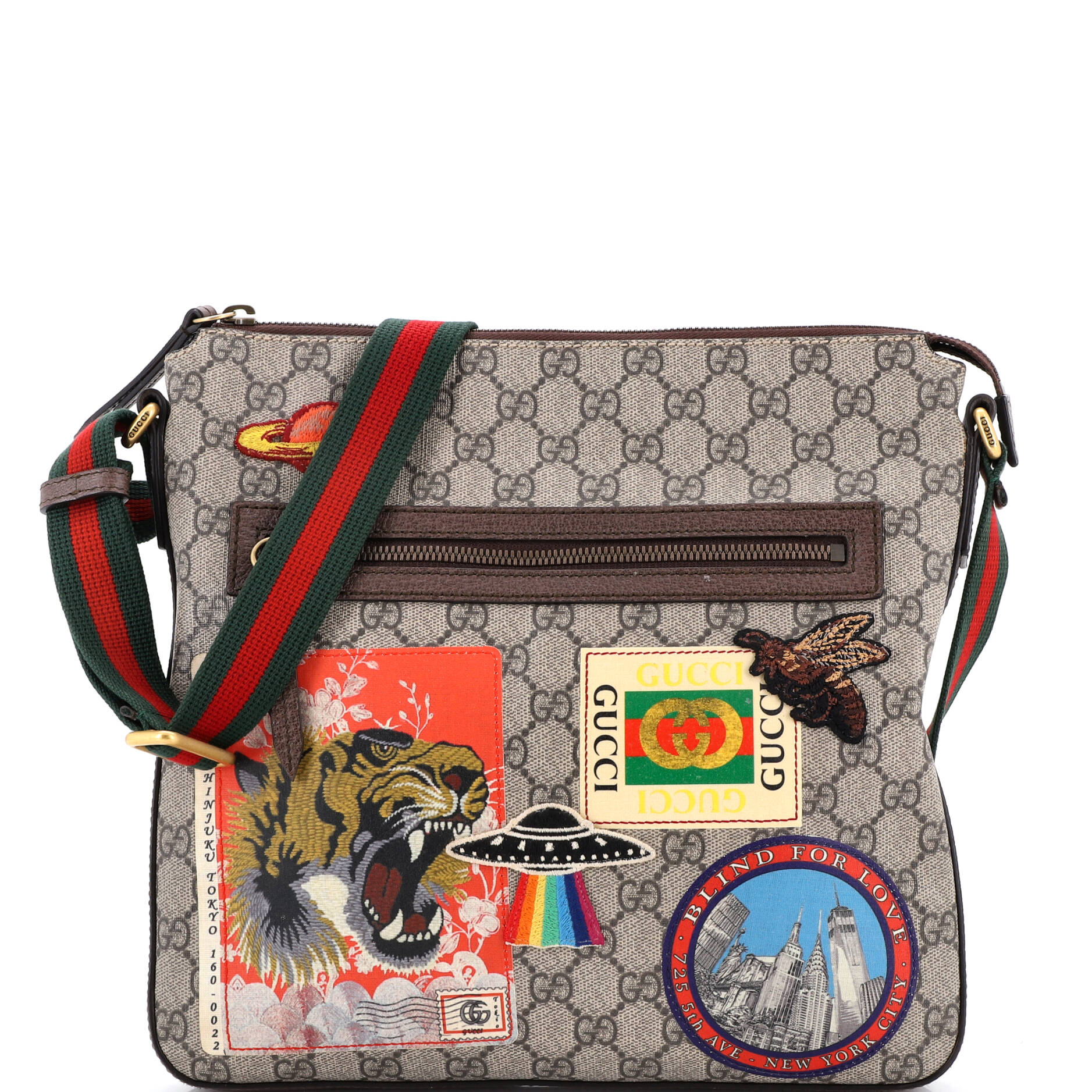 Courrier Zip Messenger GG Coated Canvas with Applique Medium