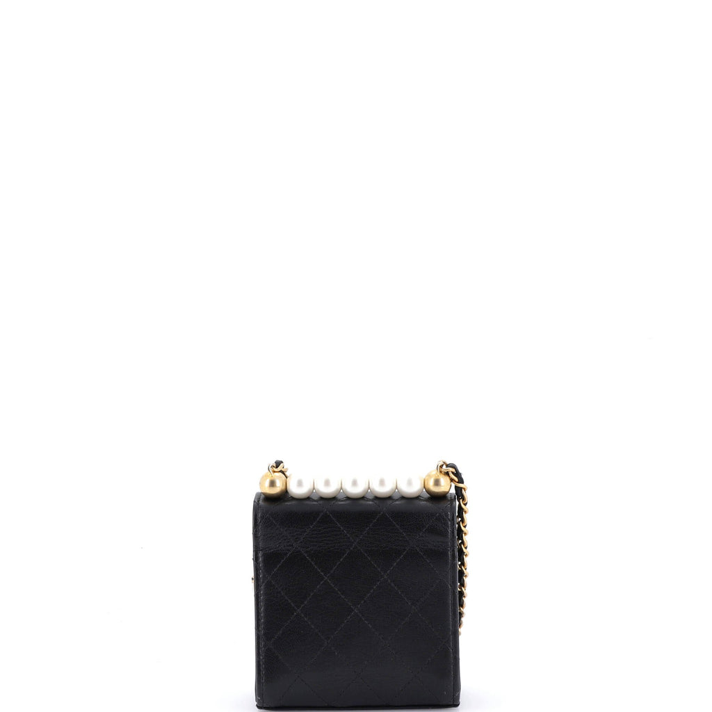 Chic Pearls Flap Clutch with Chain Quilted Goatskin Mini
