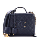 Filigree Vanity Case Quilted Caviar Medium
