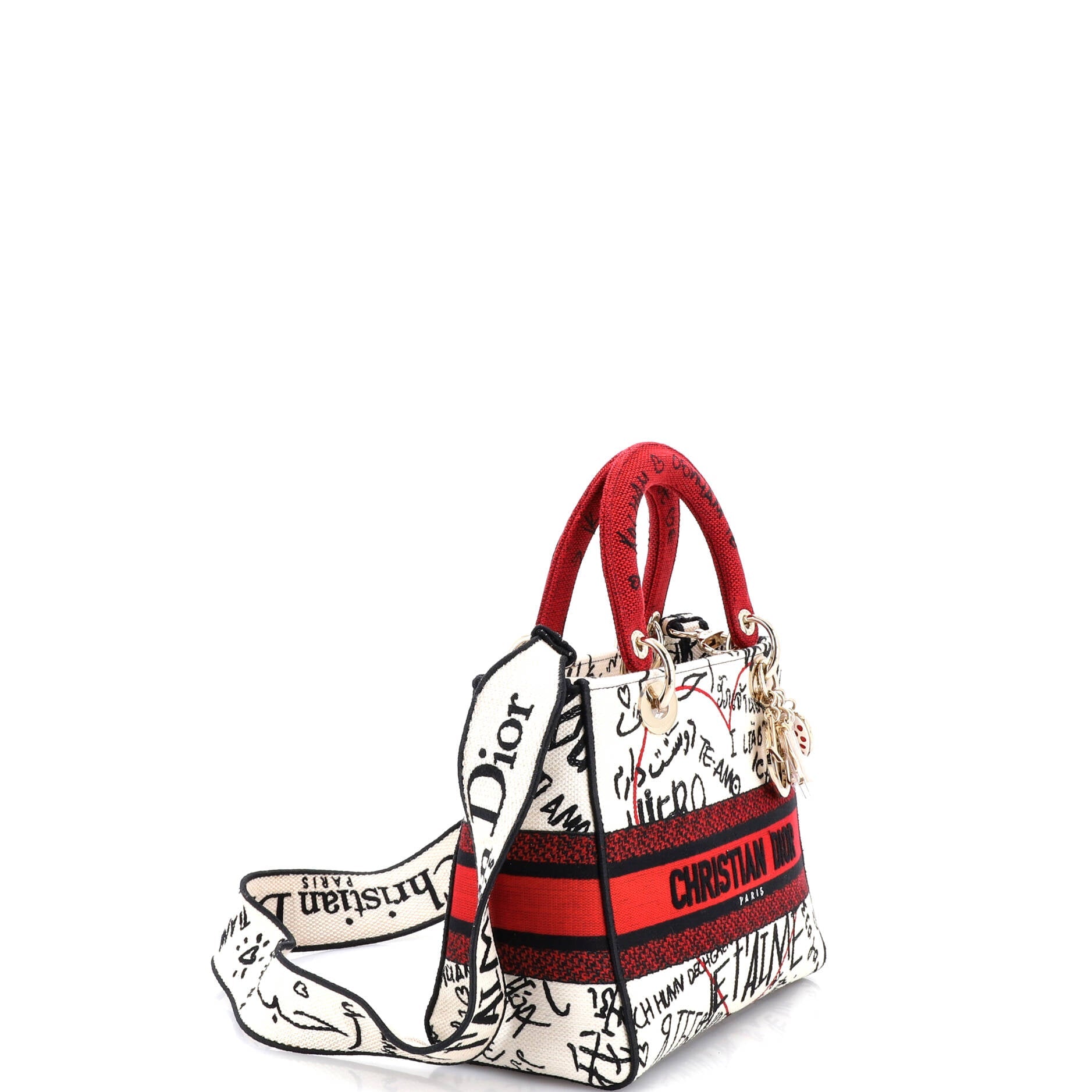 Lady D-Lite Bag Embroidered Canvas Medium