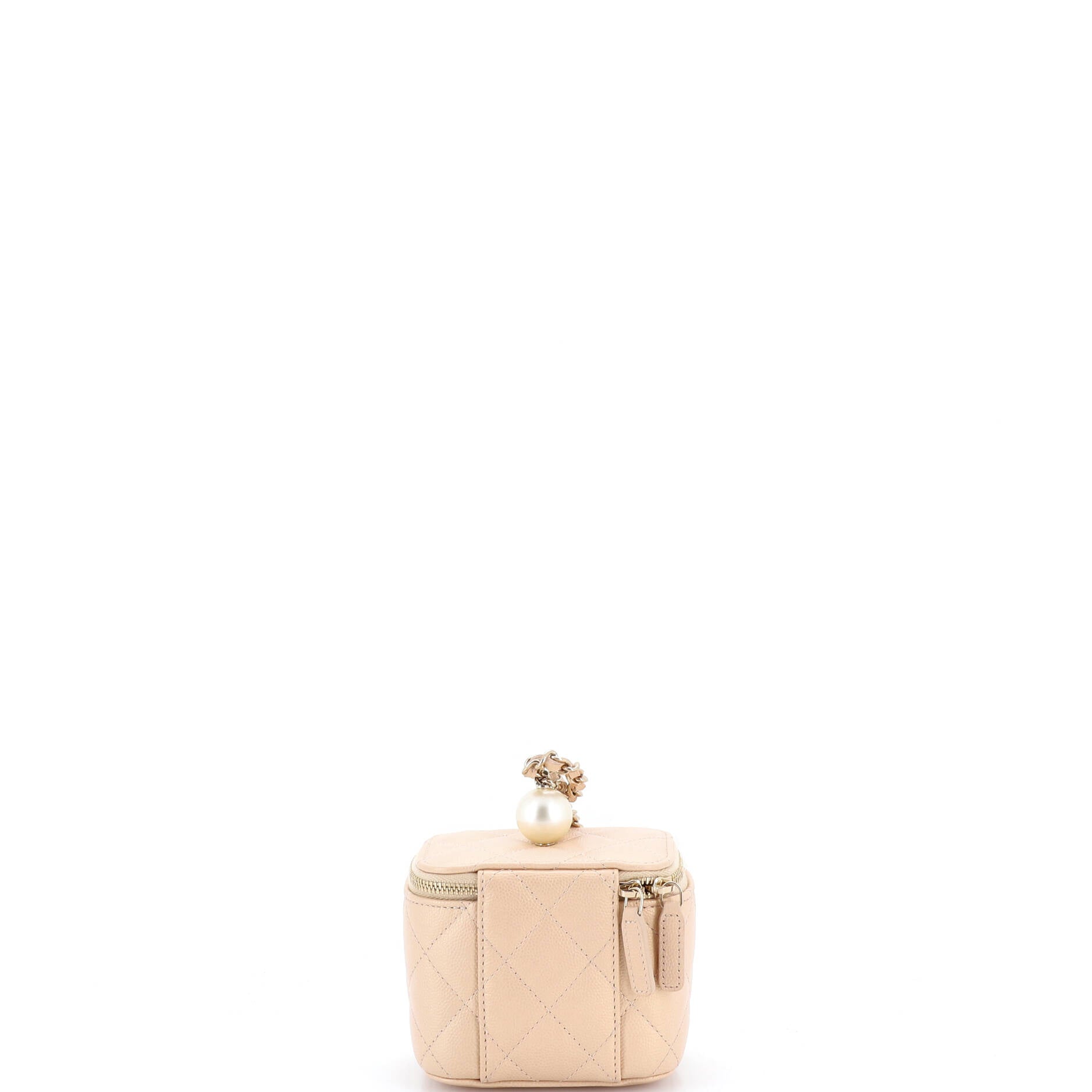 Classic Pearl Vanity Case with Chain Quilted Caviar Mini