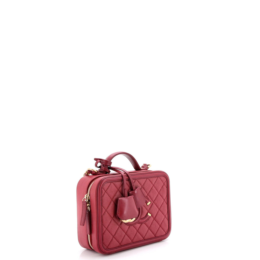 Filigree Vanity Case Quilted Caviar Medium