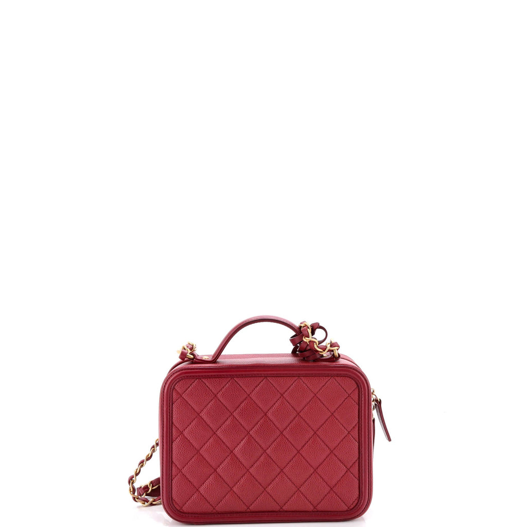 Filigree Vanity Case Quilted Caviar Medium