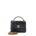 Woven Top Handle CC Flap Clutch on Chain Quilted Lambskin Small