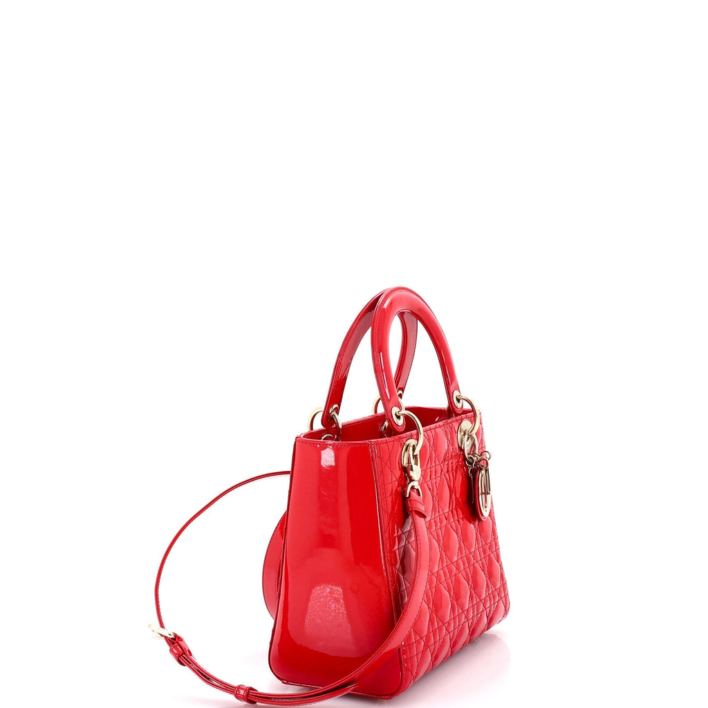 Lady Dior Bag Cannage Quilt Patent Medium