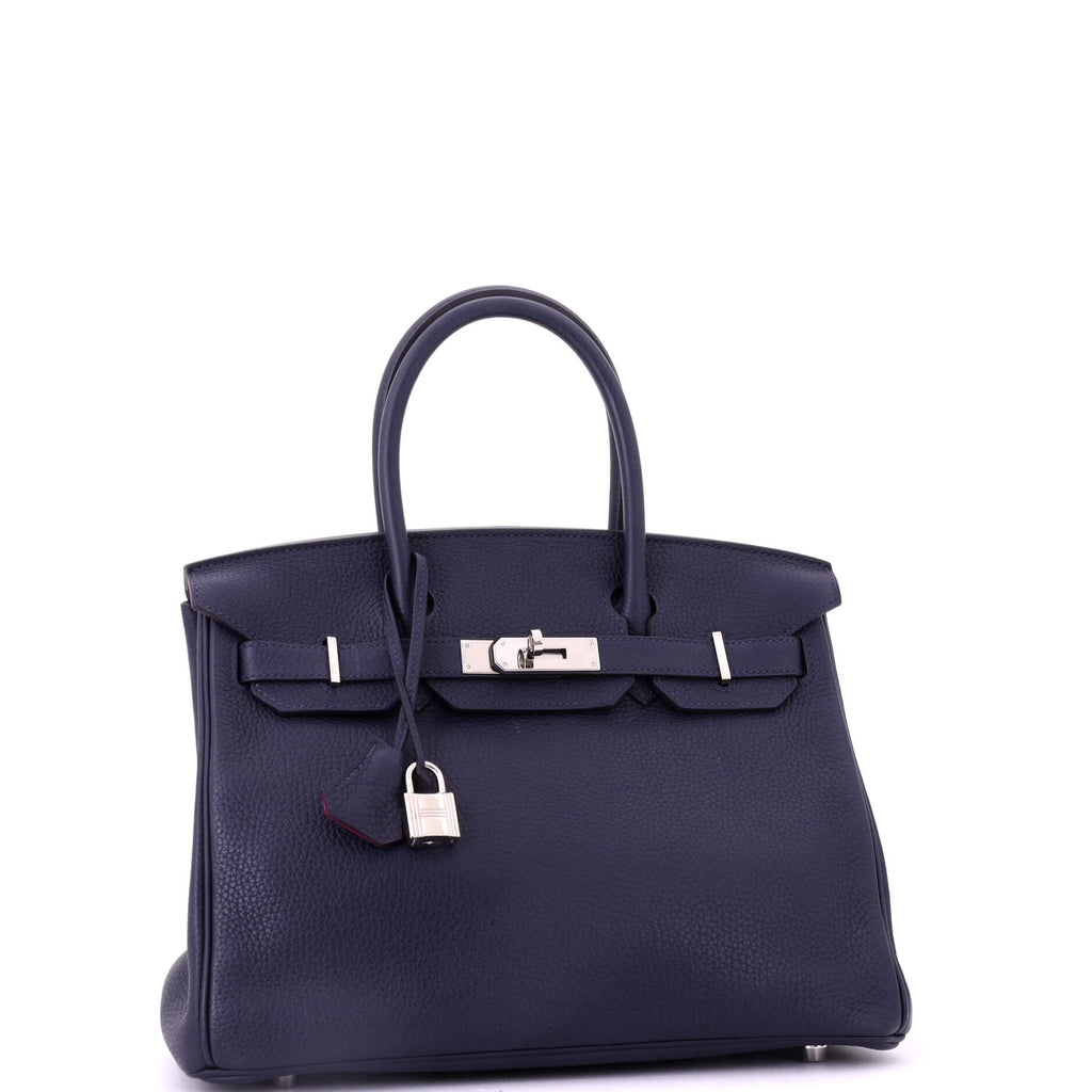 Birkin Handbag Verso Clemence with Palladium Hardware 30