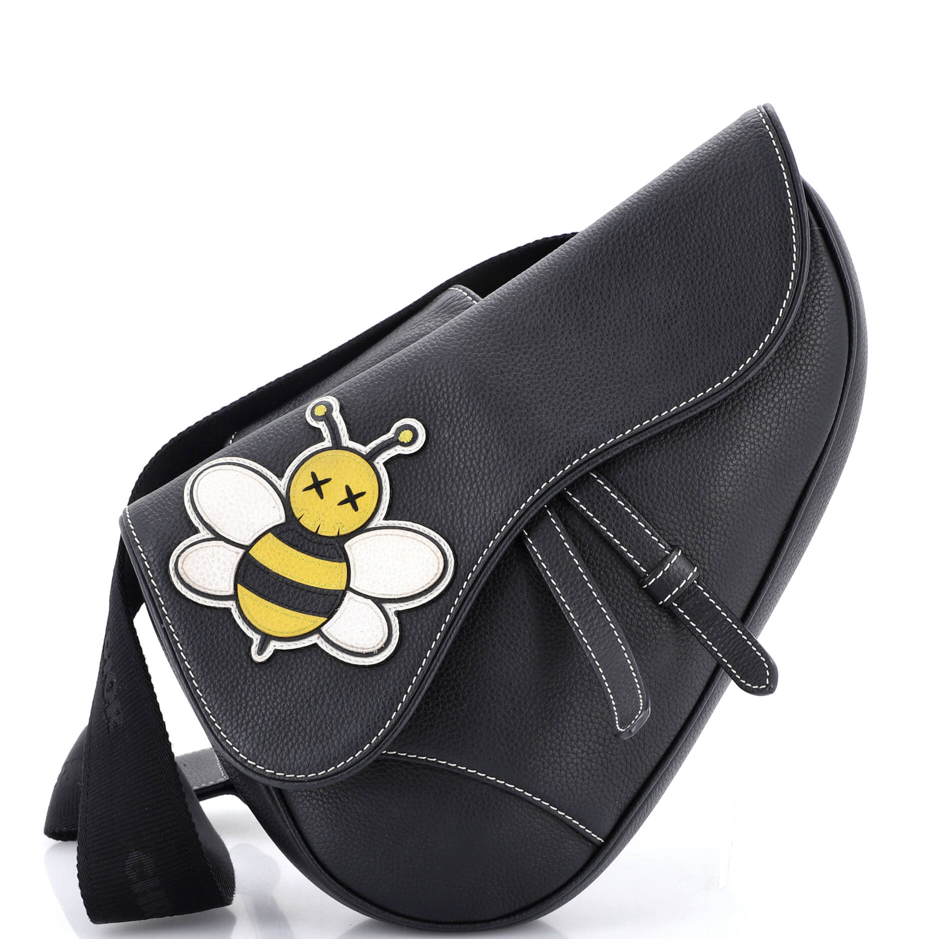 KAWS Saddle Crossbody Bag Leather with Applique