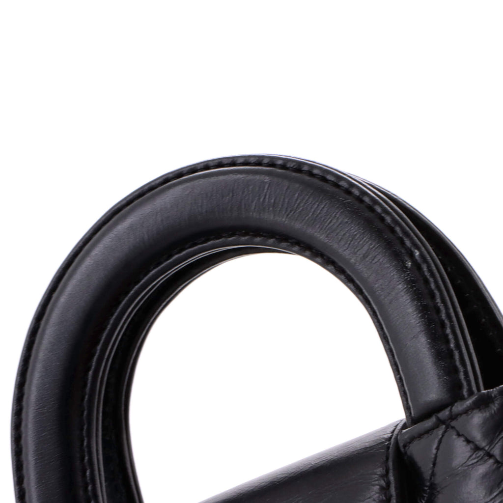 Kelly Top Handle Shopping Bag Quilted Shiny Aged Calfskin Nano