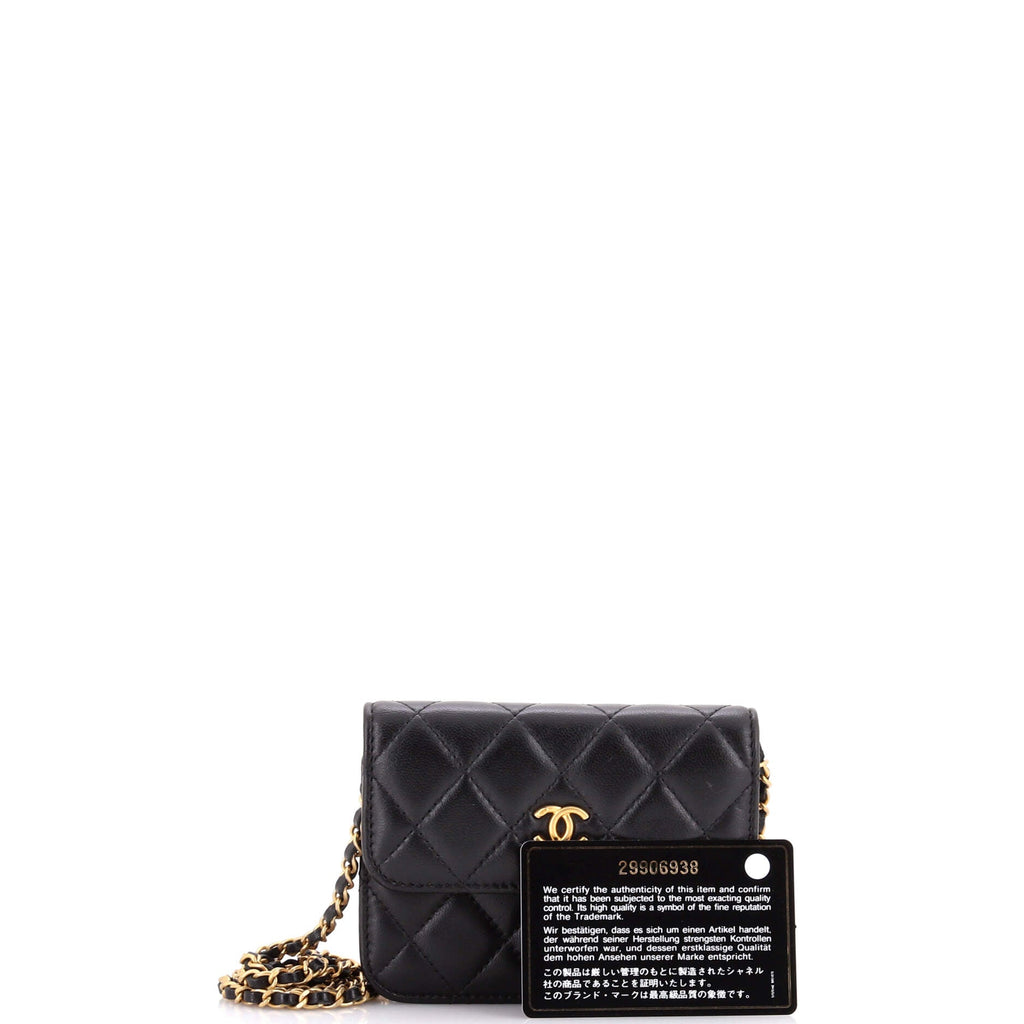 Pearl Crush Flap Clutch with Chain Quilted Lambskin Mini
