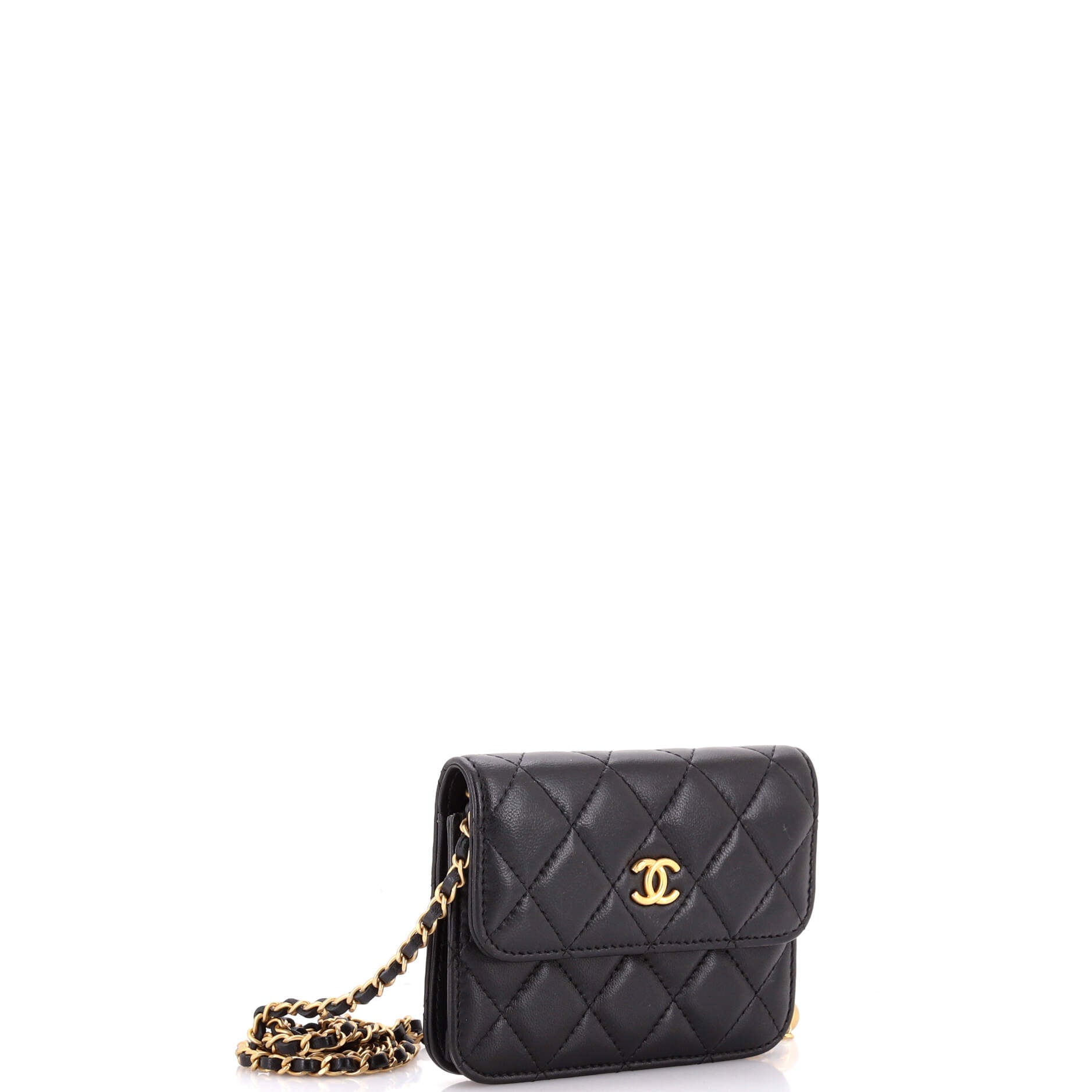 Pearl Crush Flap Clutch with Chain Quilted Lambskin Mini