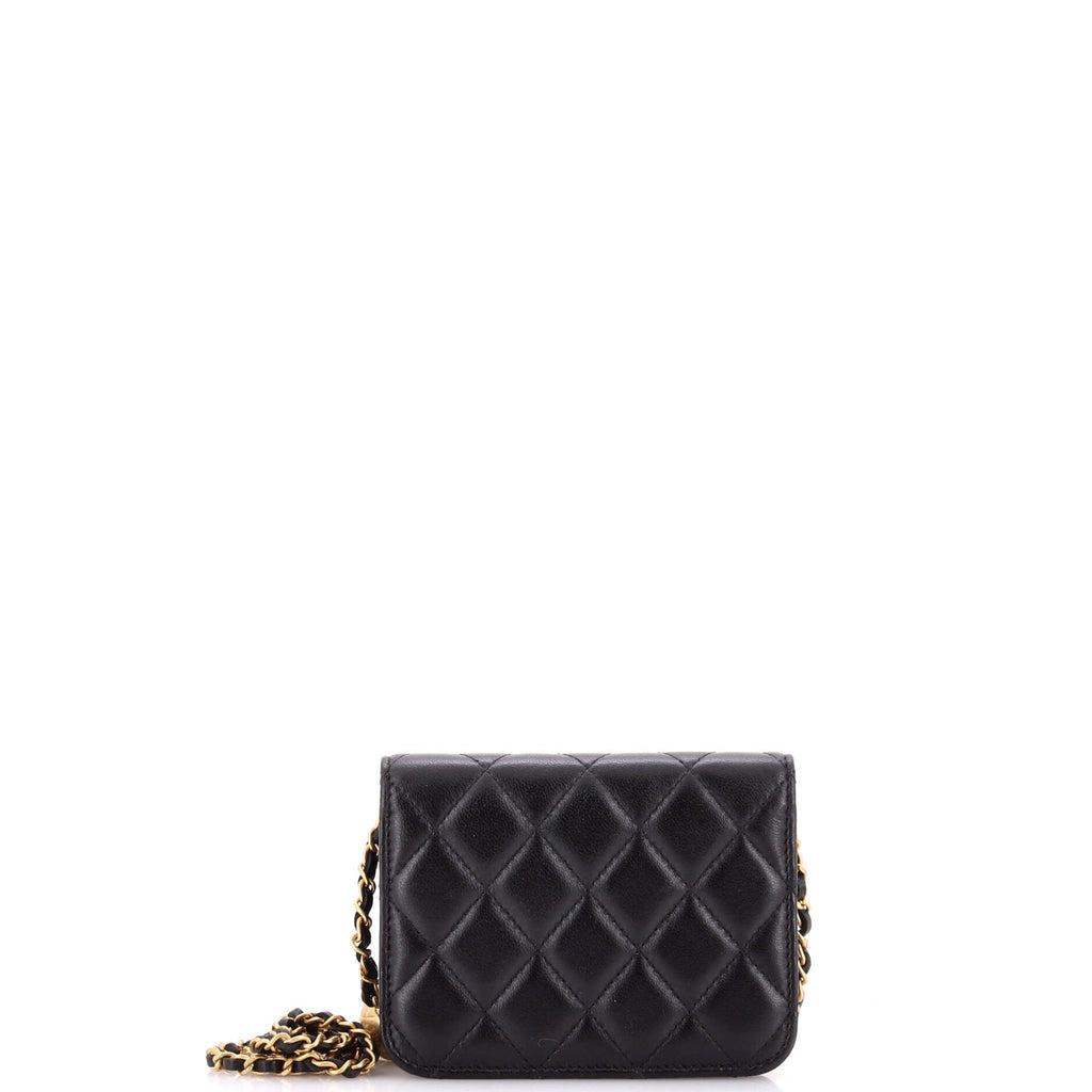 Pearl Crush Flap Clutch with Chain Quilted Lambskin Mini