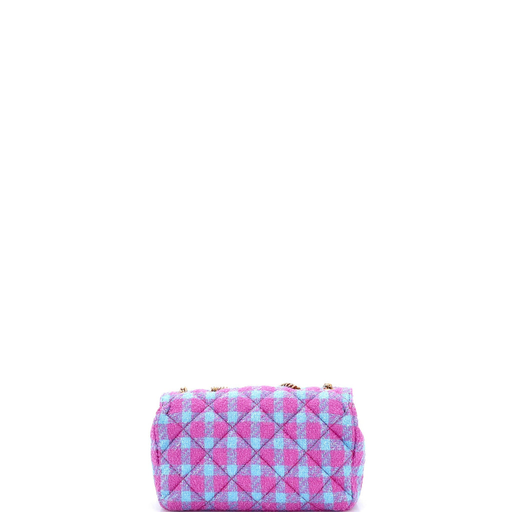 Medusa Icon Chain Flap Bag Quilted Tweed East West