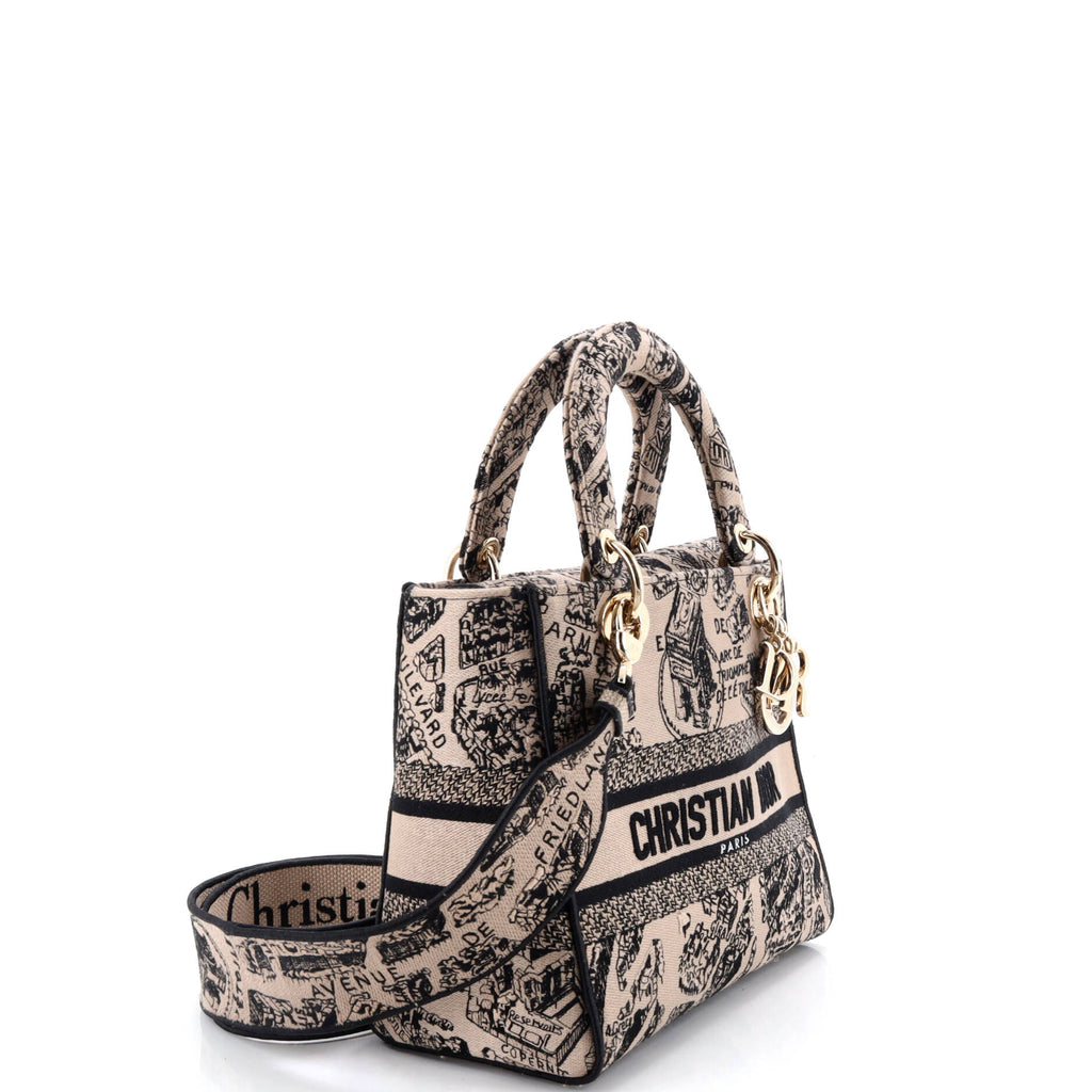 Lady D-Lite Bag Embroidered Canvas Medium