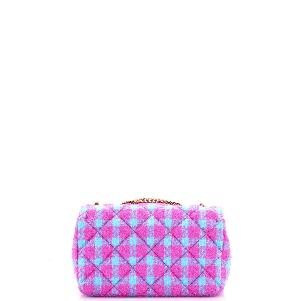 Medusa Icon Chain Flap Bag Quilted Tweed East West