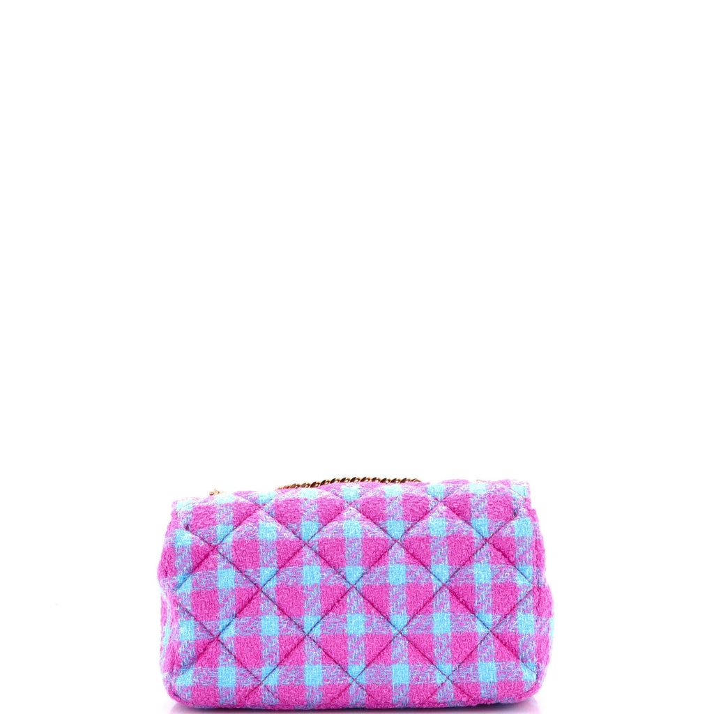 Medusa Icon Chain Flap Bag Quilted Tweed East West