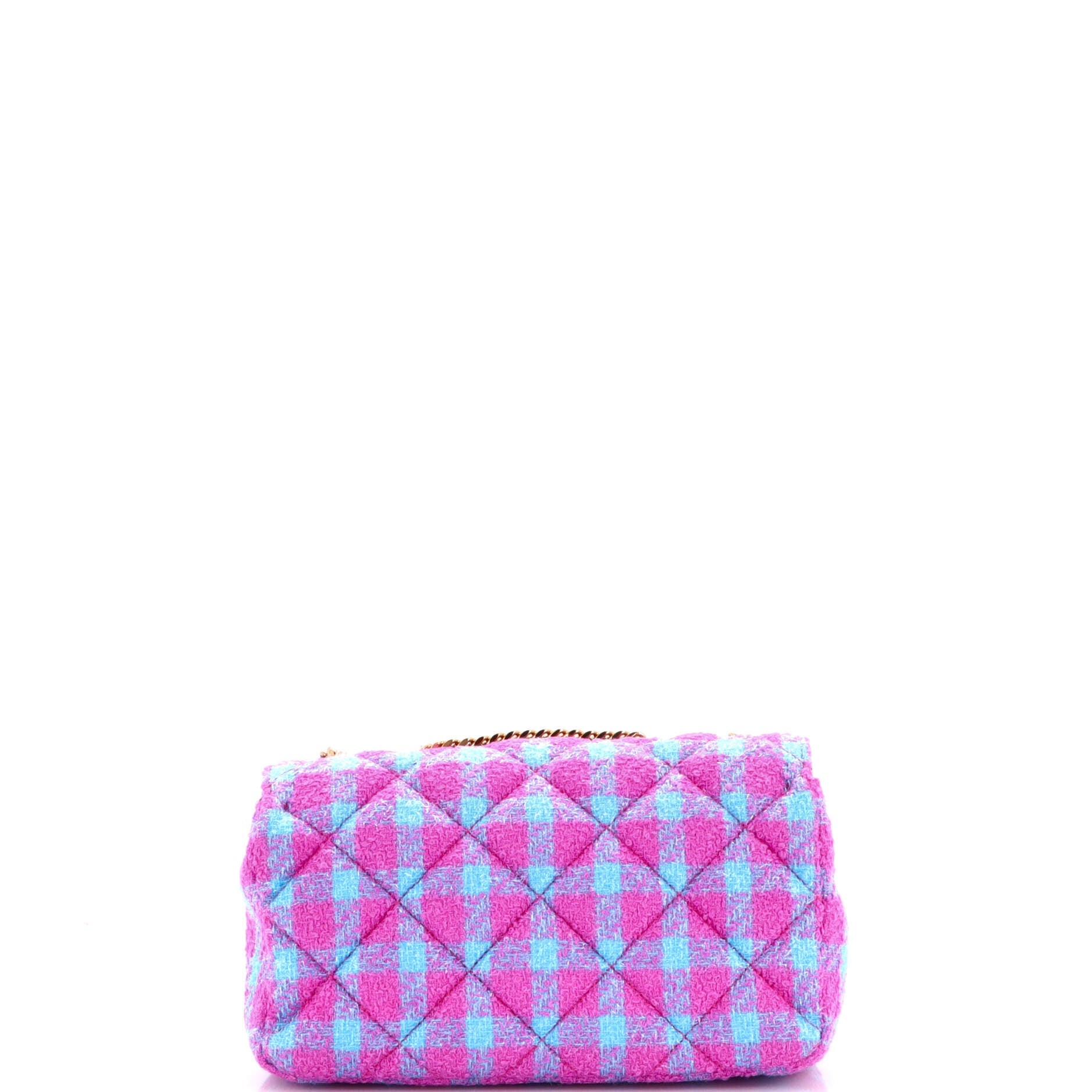Medusa Icon Chain Flap Bag Quilted Tweed East West