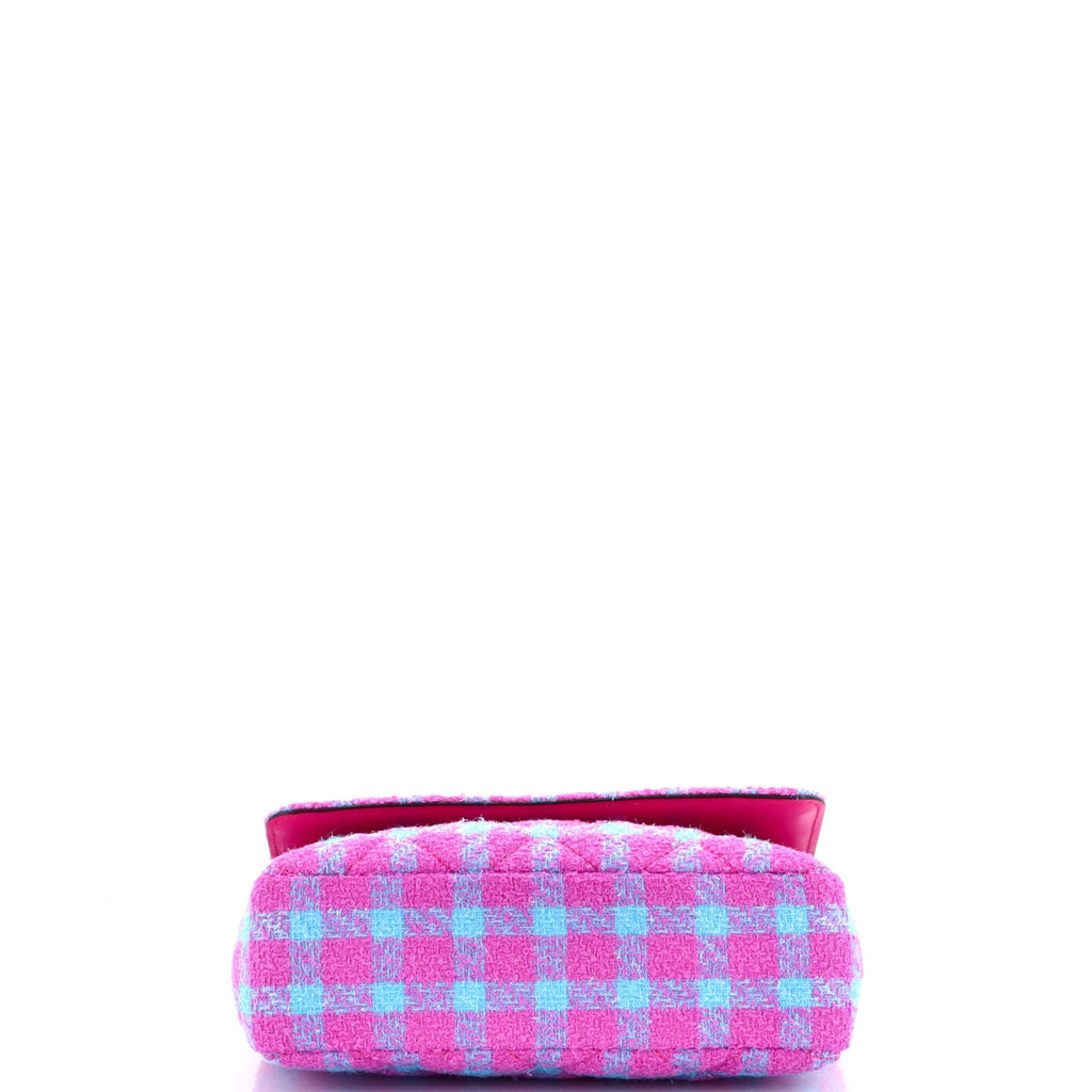 Medusa Icon Chain Flap Bag Quilted Tweed East West