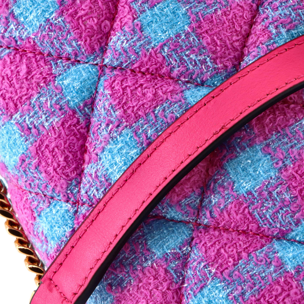Medusa Icon Chain Flap Bag Quilted Tweed East West