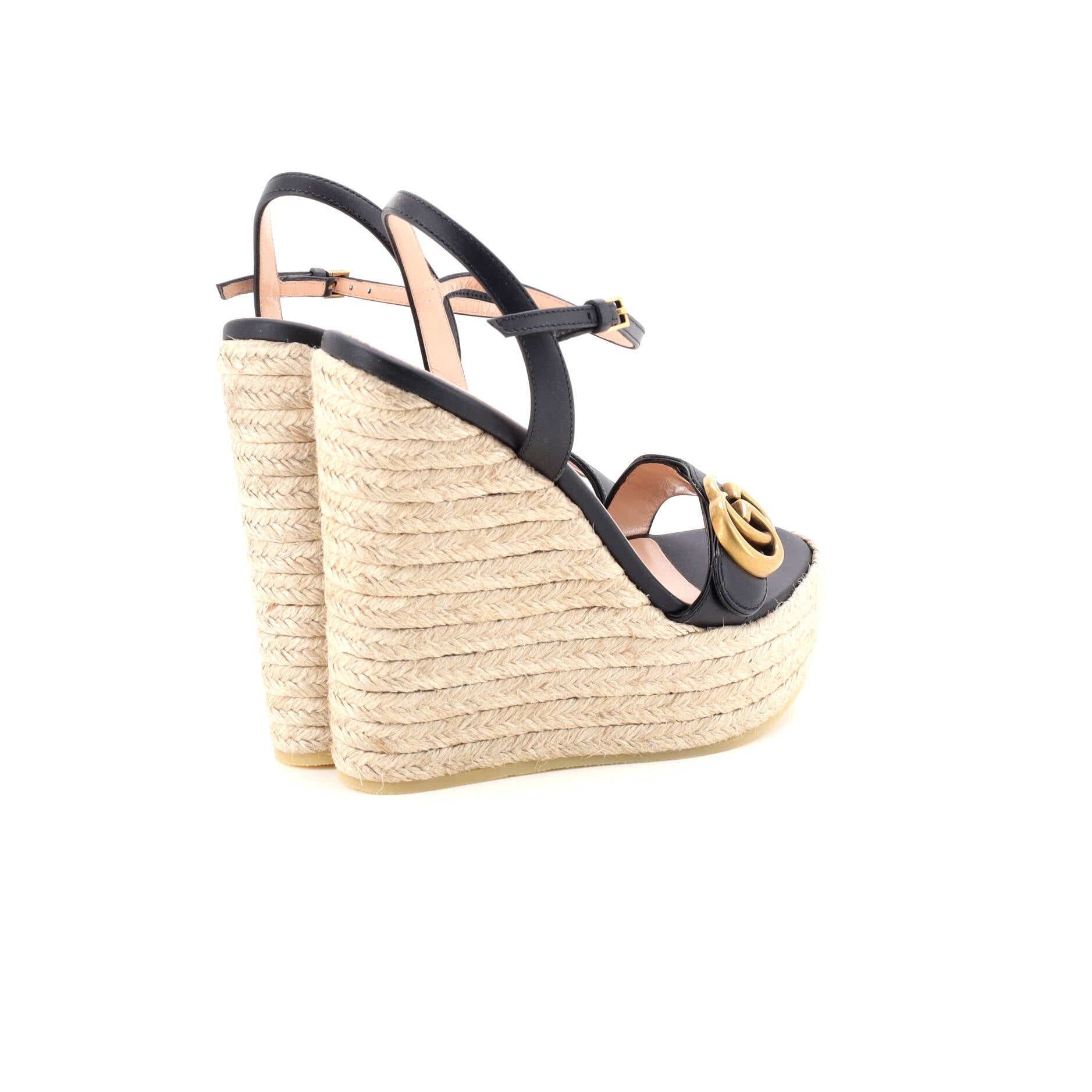 Women's GG Marmont Wedge Espadrille Sandals Leather
