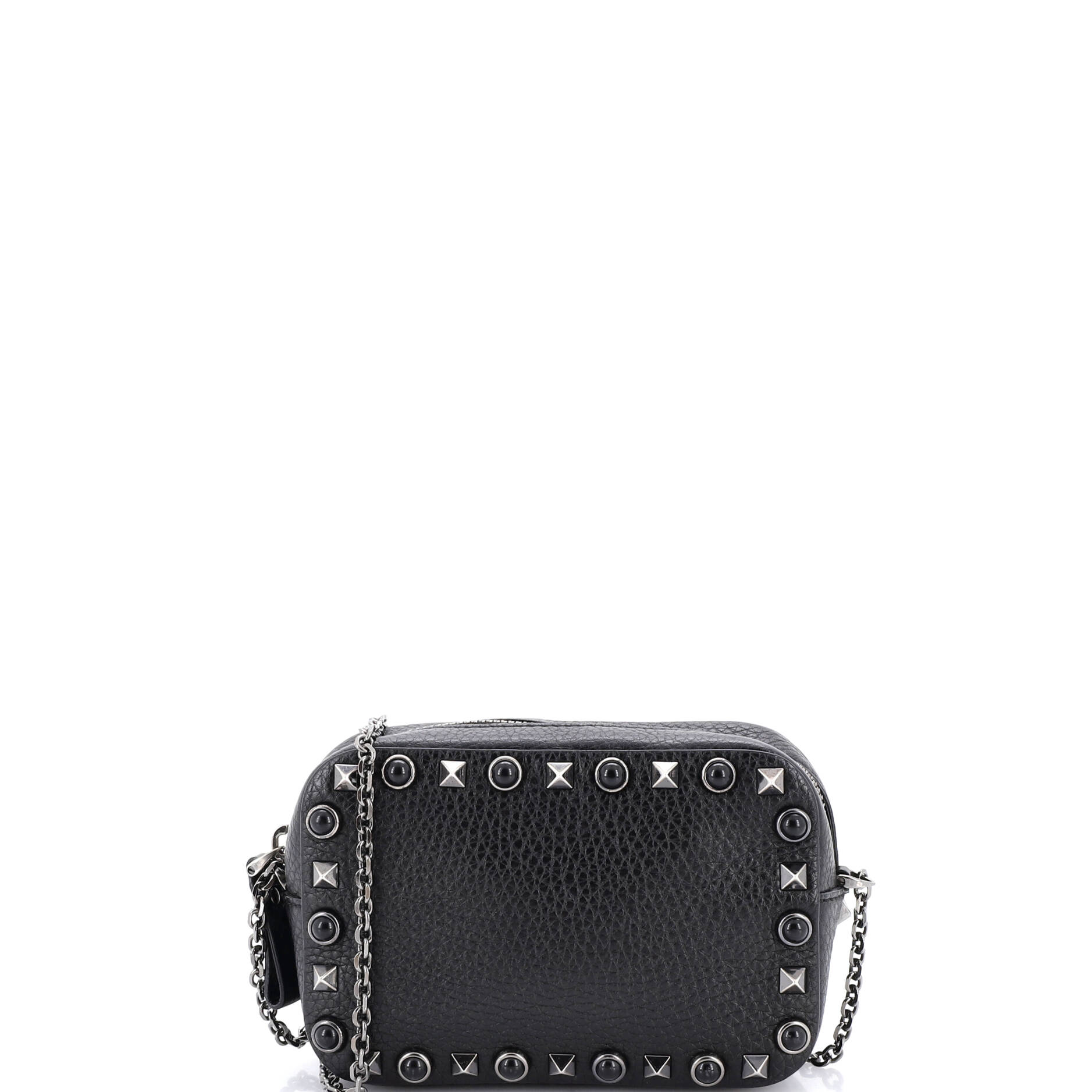 Rolling Rockstud Camera Crossbody Bag Leather with Cabochons