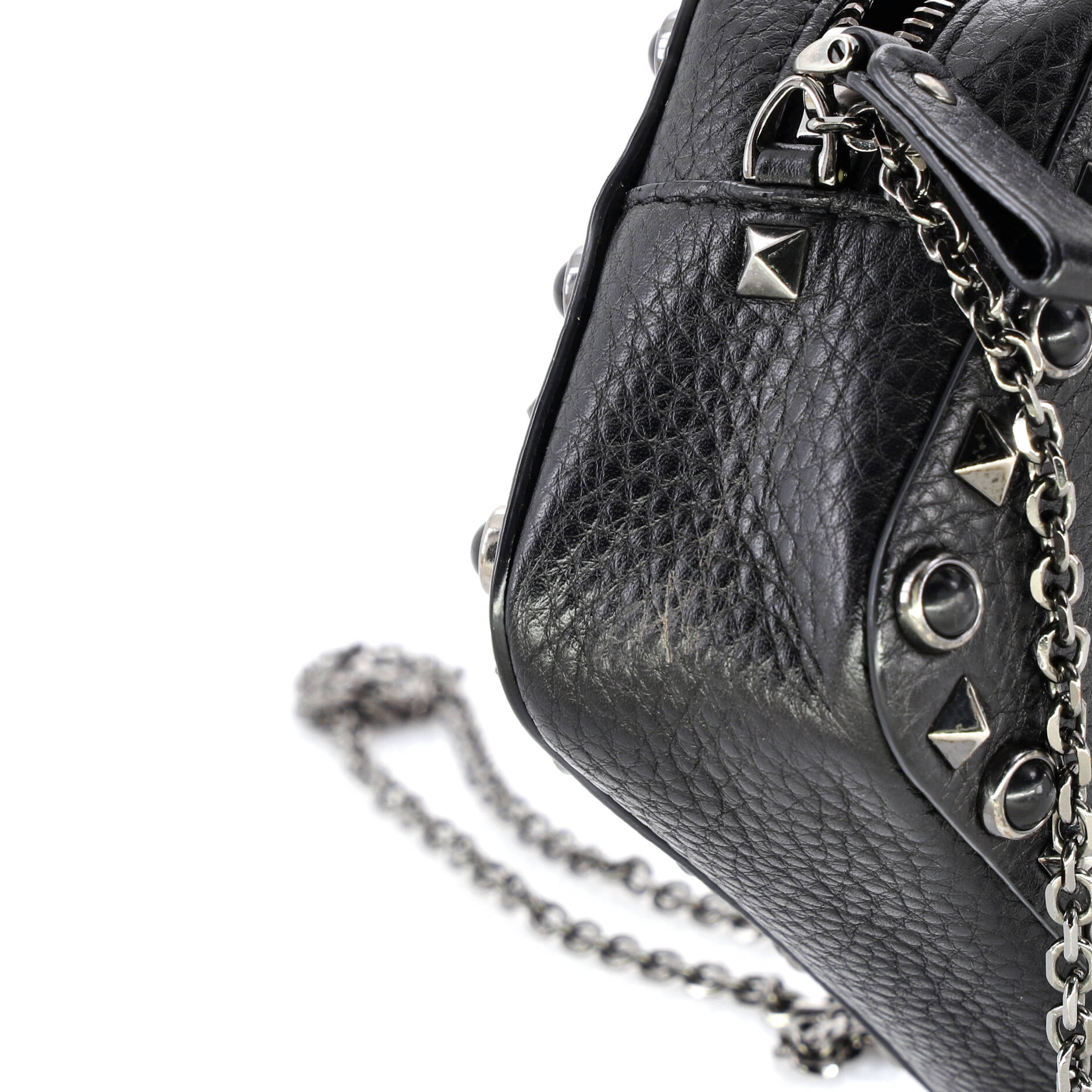 Rolling Rockstud Camera Crossbody Bag Leather with Cabochons
