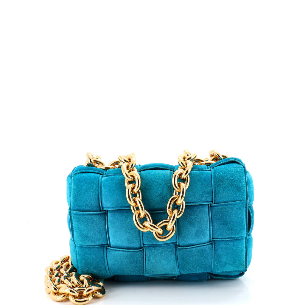 Cassette Chain Crossbody Bag Padded Maxi Intrecciato Suede