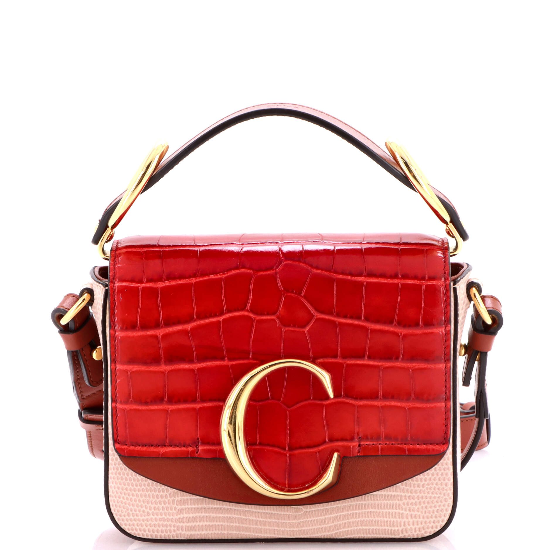 C Flap Bag Crocodile and Lizard Embossed Leather Mini