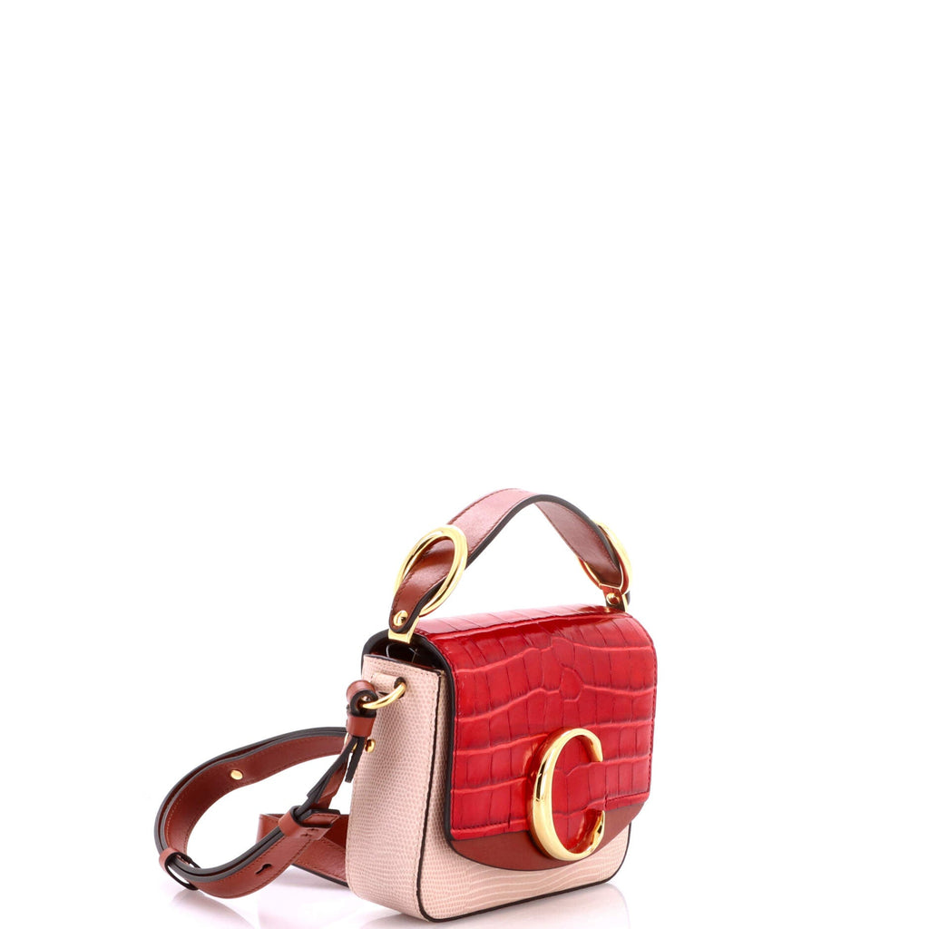 C Flap Bag Crocodile and Lizard Embossed Leather Mini