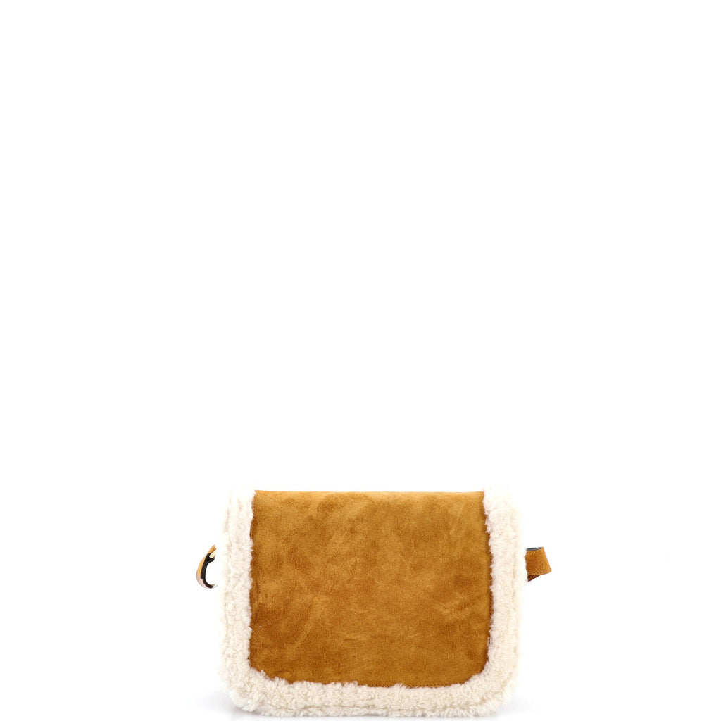 Horsebit 1955 Shoulder Bag Suede with Shearling Small