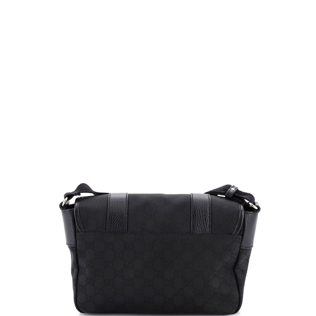 Double Belt Flap Messenger GG Canvas with Perforated Leather Medium