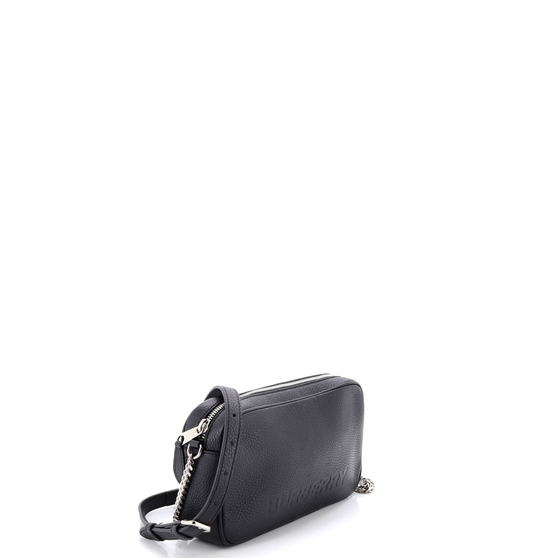Camera Crossbody Bag Logo Embossed Leather Small