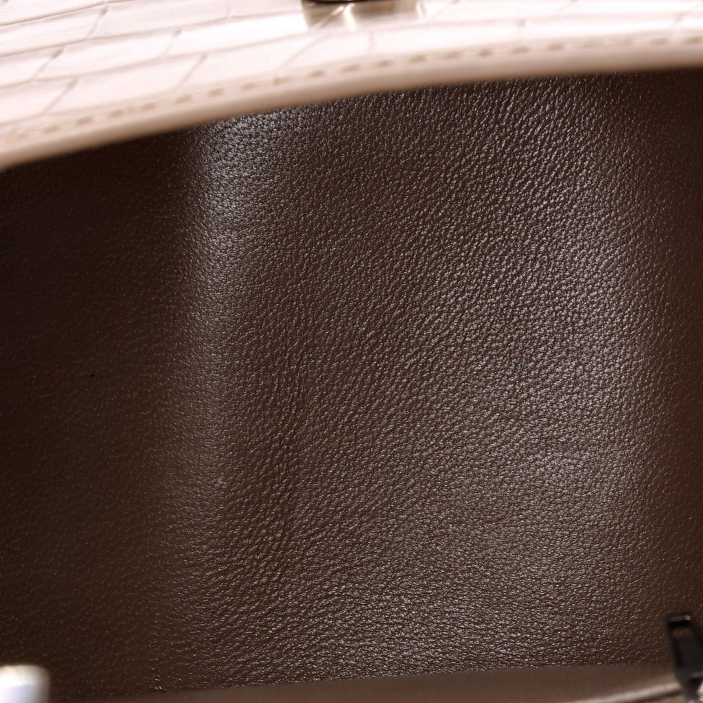 Hourglass Top Handle Bag Crocodile Embossed Leather Small