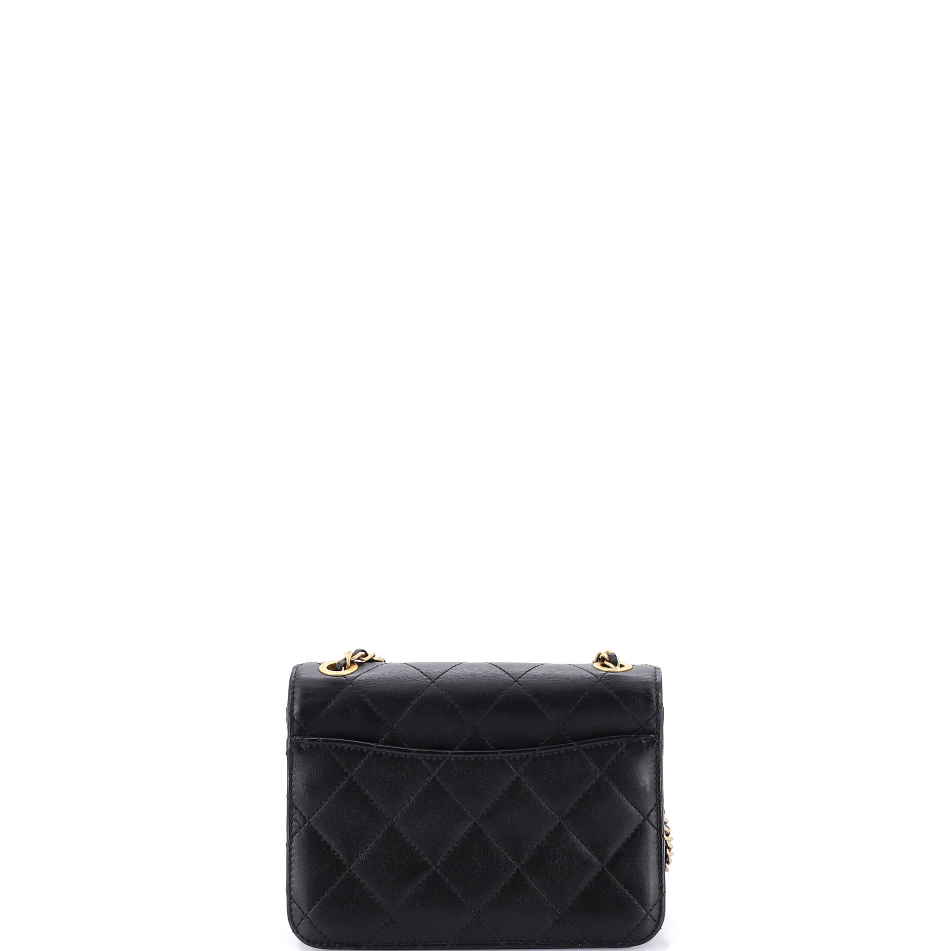 Resin and Pearl CC Full Flap Bag Quilted Calfskin Small