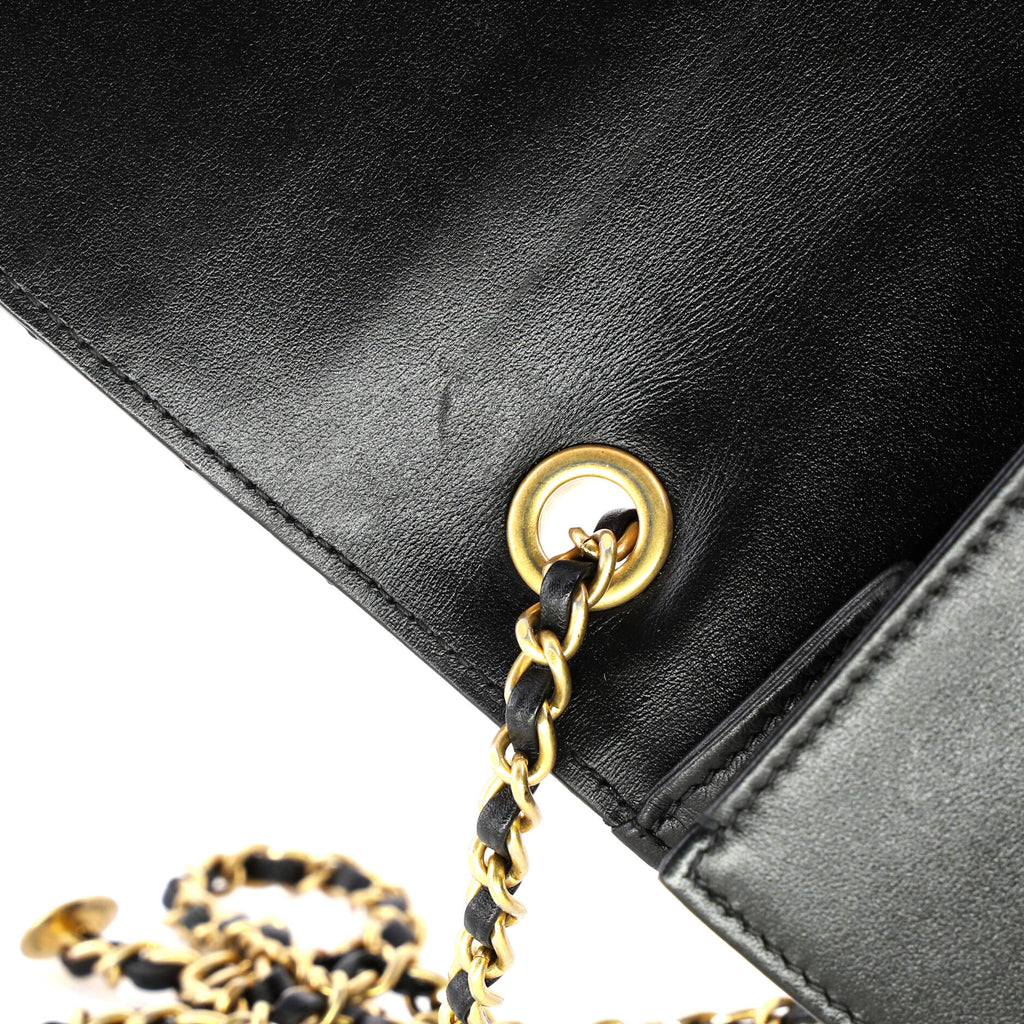 Resin and Pearl CC Full Flap Bag Quilted Calfskin Small