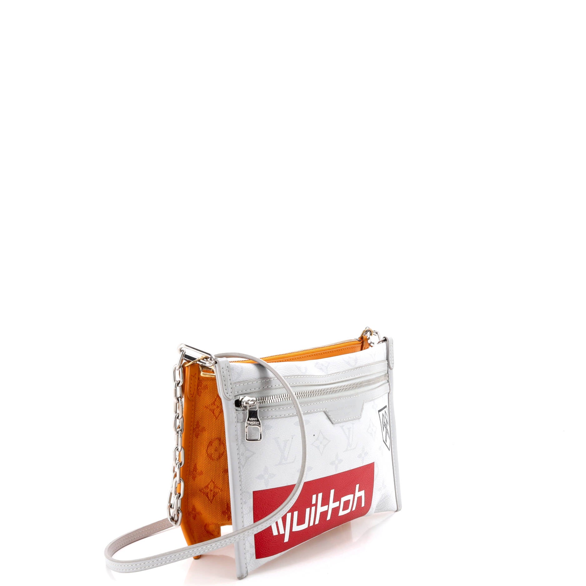 Double Flat Messenger Bag Limited Edition Logo Story Monogram Canvas and Denim
