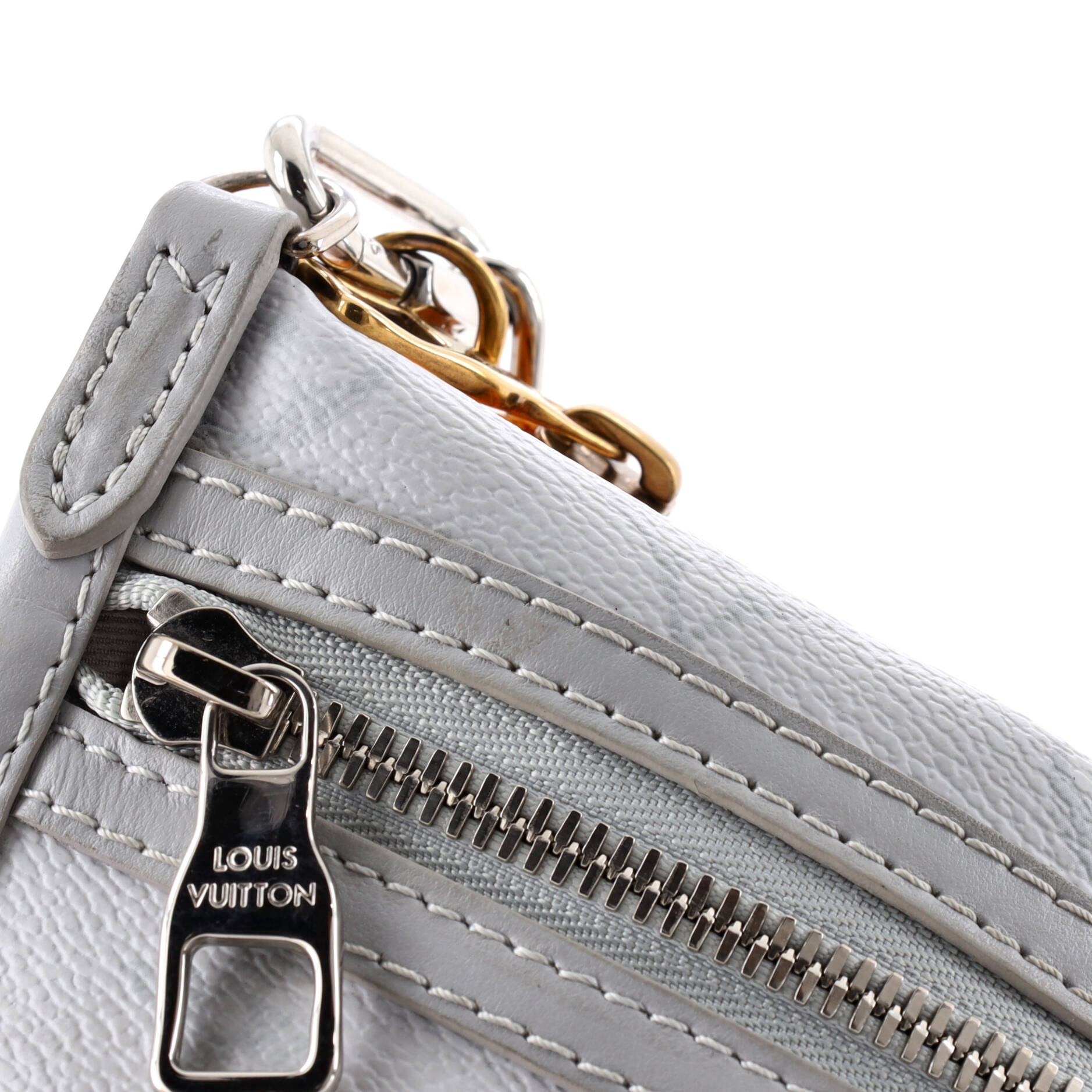Double Flat Messenger Bag Limited Edition Logo Story Monogram Canvas and Denim