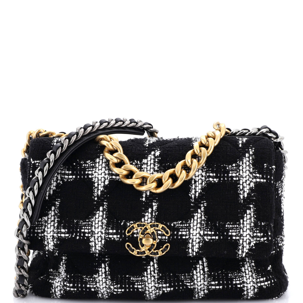 19 Flap Bag Quilted Tweed Large