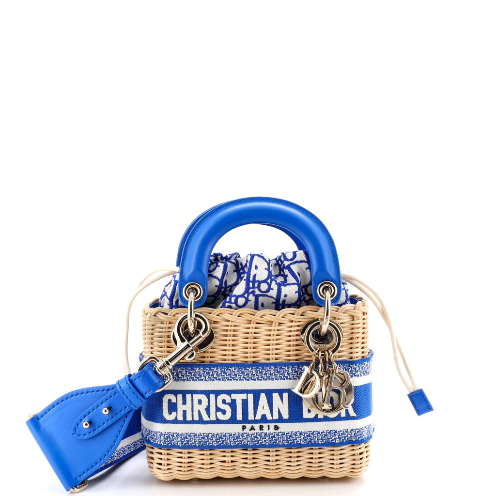 Lady Dior Bag Wicker and Oblique Canvas Mini