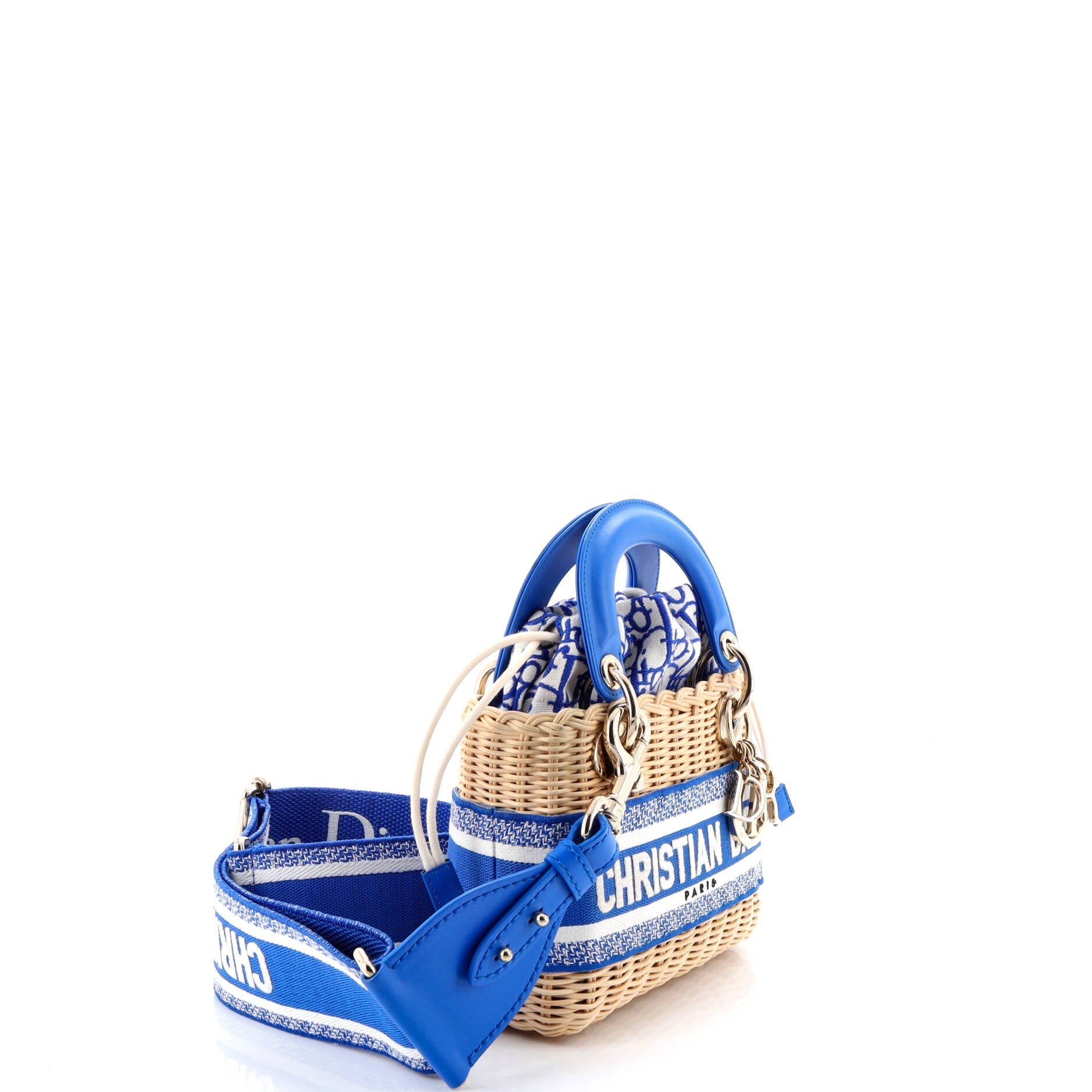 Lady Dior Bag Wicker and Oblique Canvas Mini
