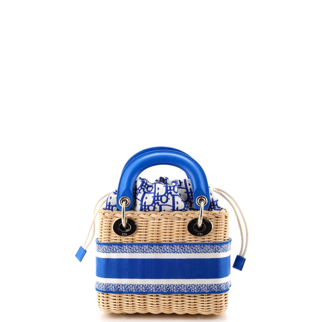 Lady Dior Bag Wicker and Oblique Canvas Mini