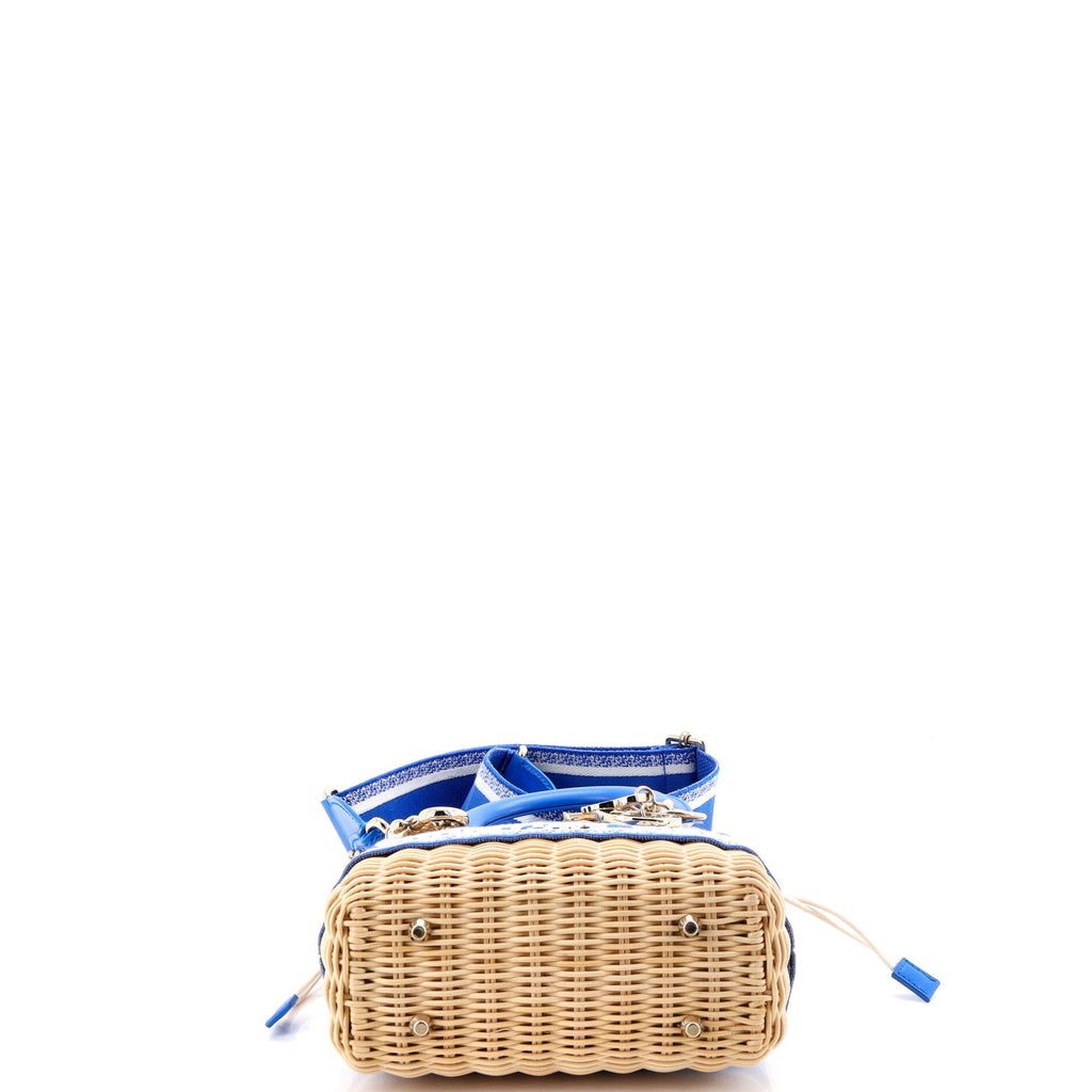 Lady Dior Bag Wicker and Oblique Canvas Mini