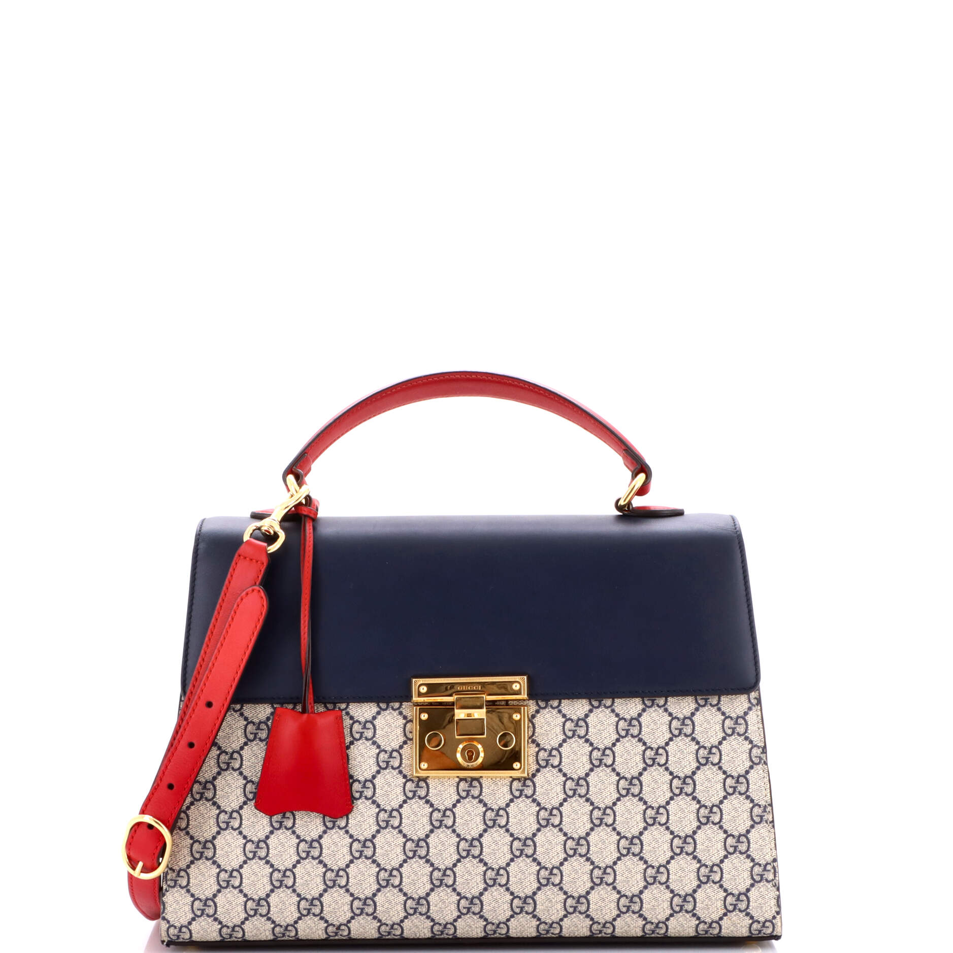 Padlock Top Handle Bag GG Coated Canvas and Leather Medium
